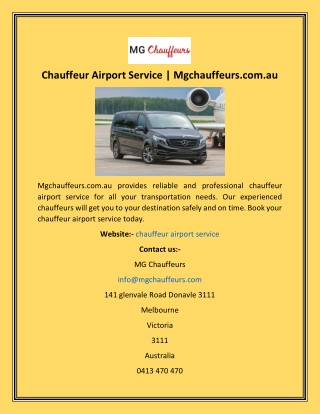 Chauffeur Airport Service  Mgchauffeurs.com