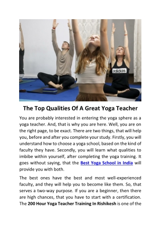 The Top Qualities Of A Great Yoga Teacher