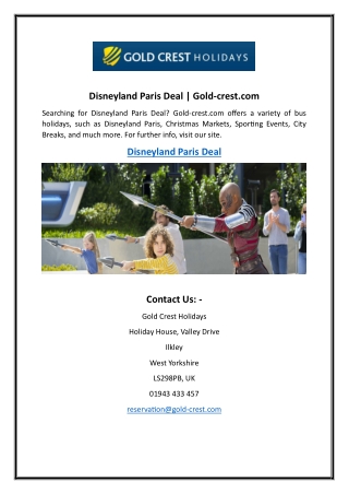 Disneyland Paris Deal  Gold-crest.com