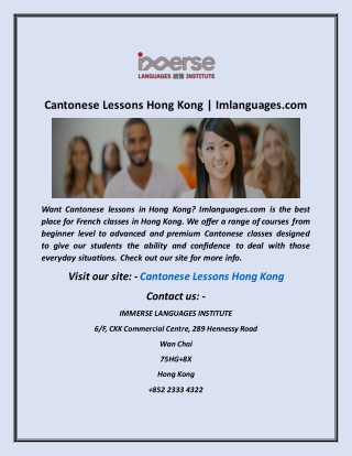 Cantonese Lessons Hong Kong  Imlanguages com