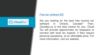 Free Tax Software BC  CloudTax