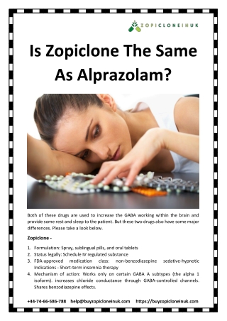 Is Zopiclone The Same As Alprazolam?