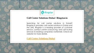 Call Center Solutions Dubai  Ringstar.io