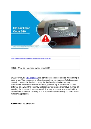 What do you mean by fax error 346?