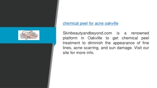 Chemical Peel for Acne Oakville  Skinbeautyandbeyond.com