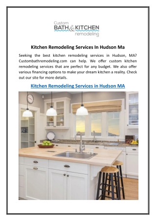 Kitchen Remodeling Services In Hudson Ma  Custombathremodeling.com