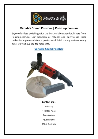 Variable Speed Polisher  Polishup.com.au