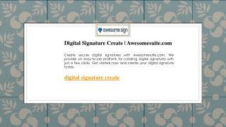 Digital Signature Create  Awesomesuite.com