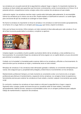 Cómo cuidar y mantener las cerraduras en buen estado