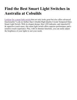 Cobuilds offers the finest selection of smart light switches in Australia