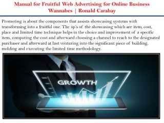 Manual for Fruitful Web Advertising for Online Business Wannabes- Ronald Carabay