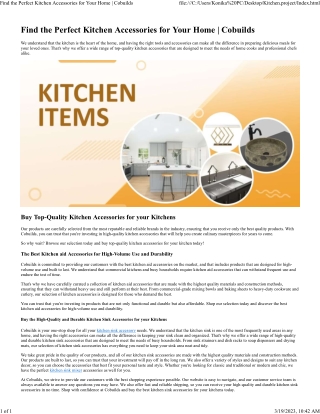 Find the Perfect Kitchen Accessories for Your Home | Cobuilds