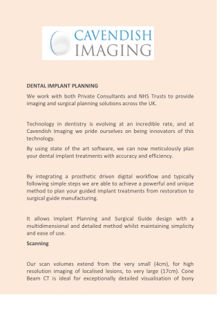 Dental Implant Planning - Cavendish Imaging