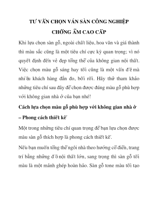 Tư vấn chọn ván sàn công nghiệp chống ẩm cao cấp
