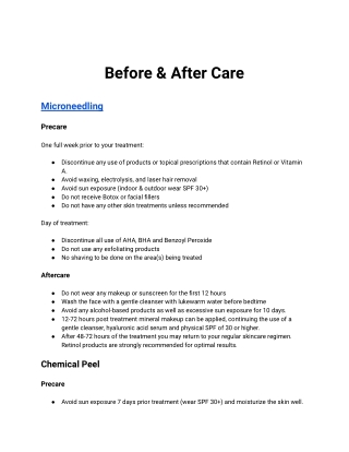 Before & After Care