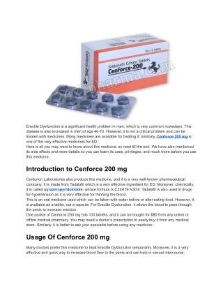 Cenforce 200 mg Sildenafil Tablets