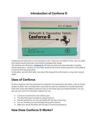 Cenforce D Sildenafil and Dapoxetine Tablets