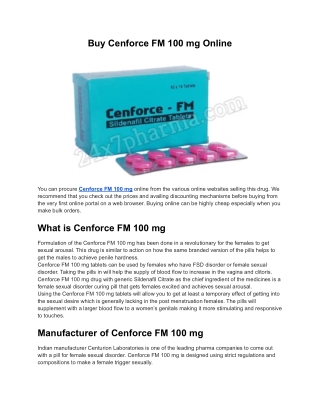 Cenforce FM 100 mg Sildenafil Citrate Tablets