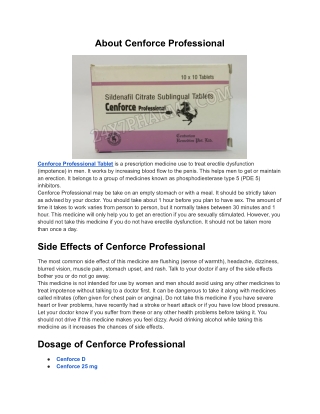 Cenforce Professional Sildenafil Citrate   Sublingual Tablets