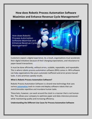 How does Robotic Process Automation Software Maximize and Enhance Revenue Cycle Management