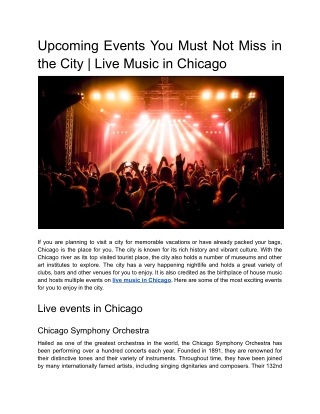 Get Ready to Rock: Live Music in Chicago is Back!