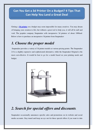 Can You Get a 3d Printer On a Budget? 4 Tips That Can Help You Land a Great Deal