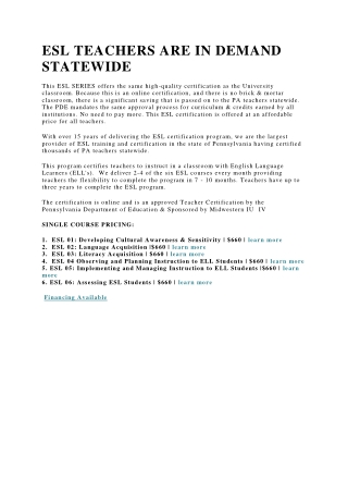 ESL training and certification