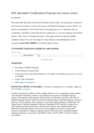 ESL Specialist Certification Program