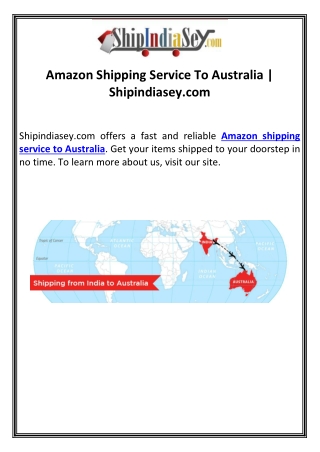 Amazon Shipping Service To Australia | Shipindiasey.com