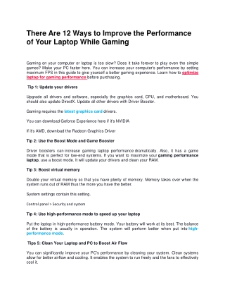 12 Ways To Improve The Performance Of Your Laptop While Gaming