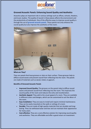 Grooved Acoustic Panels: Enhancing Sound Quality and Aesthetics