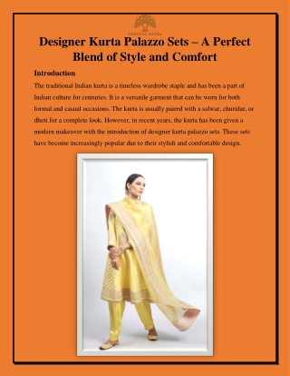 Designer Kurta Palazzo Sets — A Perfect Blend of Style and Comfort