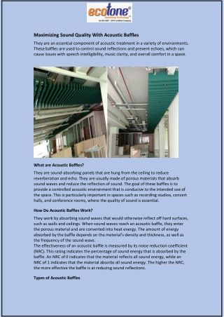 Maximizing Sound Quality With Acoustic Baffles