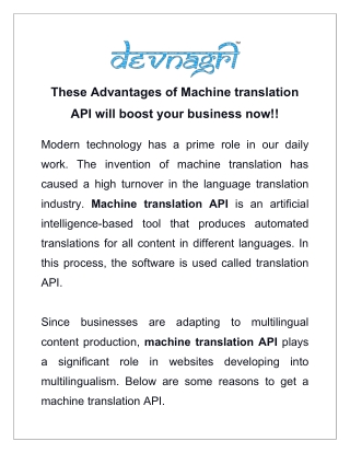 These Advantages of Machine translation API will boost your business now!!