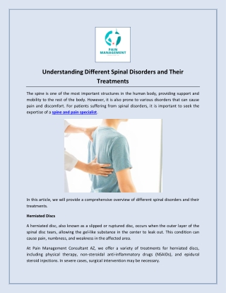 Understanding Different Spinal Disorders and Their Treatments