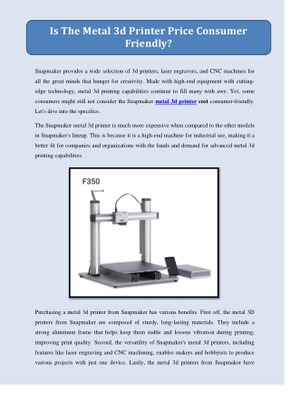 Is The Metal 3d Printer Price Consumer Friendly?
