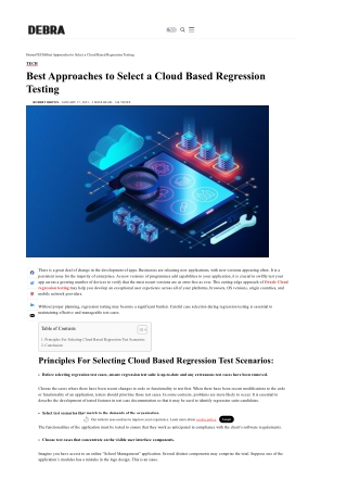 Best Approaches to Select a Cloud Based Regression Testing