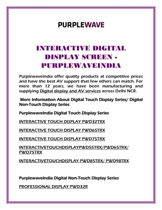 INTERACTIVE DIGITAL DISPLAY SCREEN -PURPLEWAVEINDIA