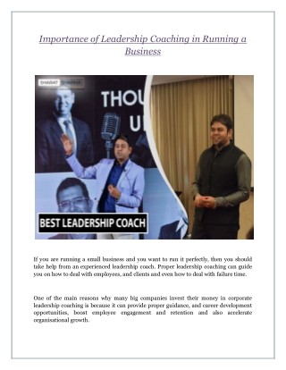 Importance of Leadership Coaching in Running a Business