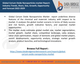 Cerium Oxide Nanoparticles Market Demand, Industry Key Players