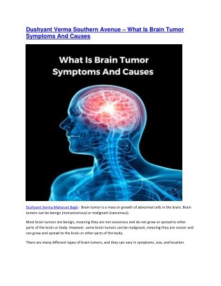 Dushyant Verma Southern Avenue – What Is Brain Tumor Symptoms And Causes