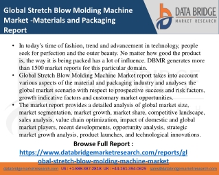 Stretch Blow Molding Machine -Material & Packaging