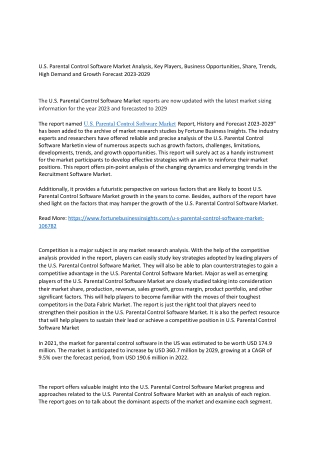 U.S. Parental Control Software Market