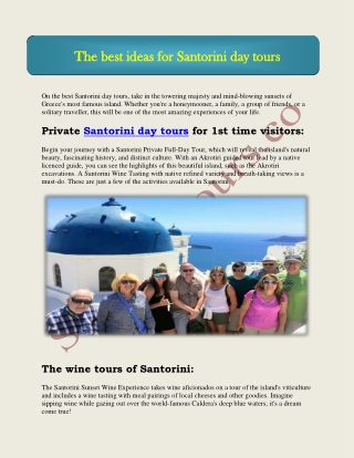 The best ideas for Santorini day tours
