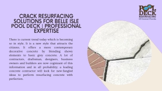 Crack Resurfacing Solutions for Belle Isle Pool Deck  Professional Expertise