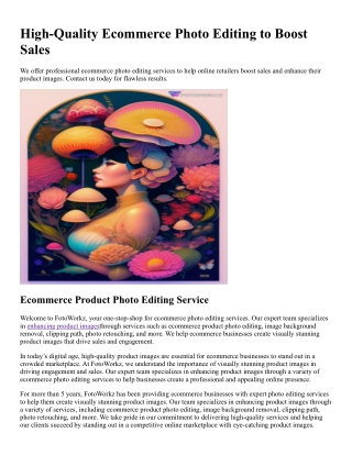 High-Quality Ecommerce Photo Editing to Boost Sales
