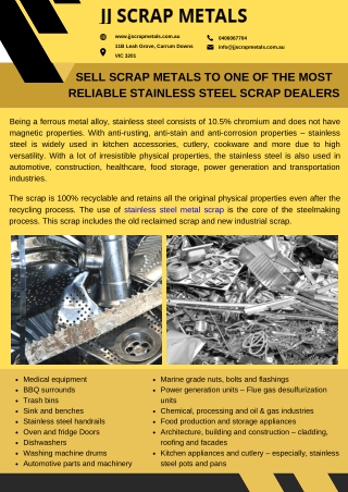 Sell scrap metals to one of the most reliable stainless steel scrap dealers