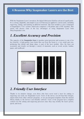4 Reasons Why Snapmaker Lasers are the Best
