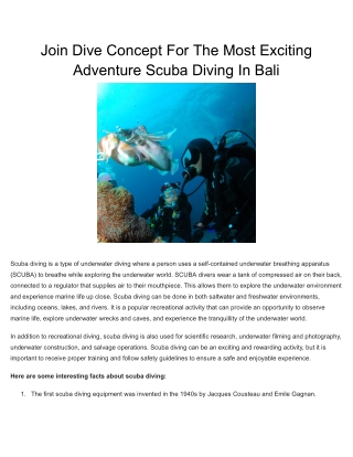 Join Dive Concept For The Most Exciting Adventure Scuba Diving In Bali