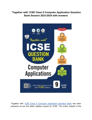 ‘Together with’ ICSE Question Bank Computer Application 2023-24 Fully Study Mate